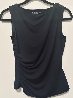 Rachel Zoe black sleeveless top side ruching stretch Size XS